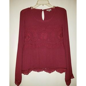 Gorgeous Maroon Eyelet Top S