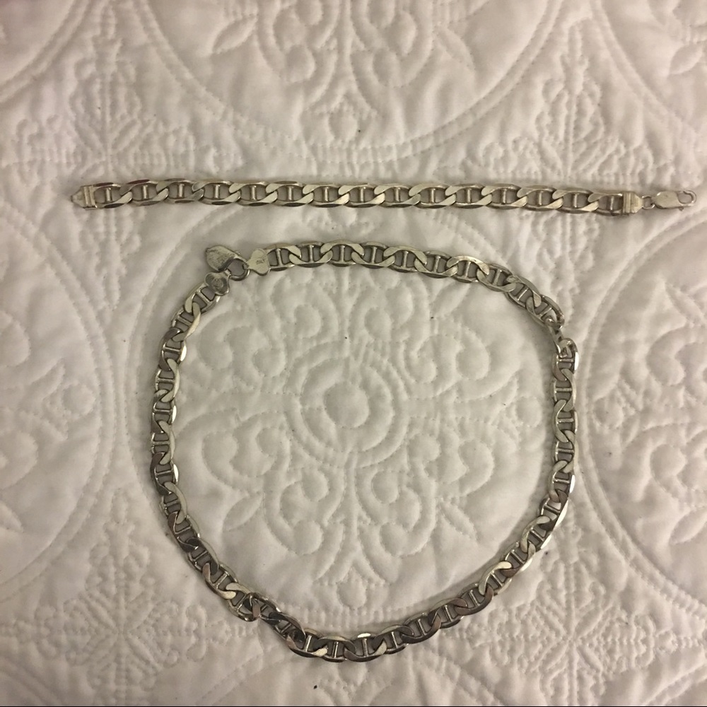 Men's marina link chain and bracelet set.