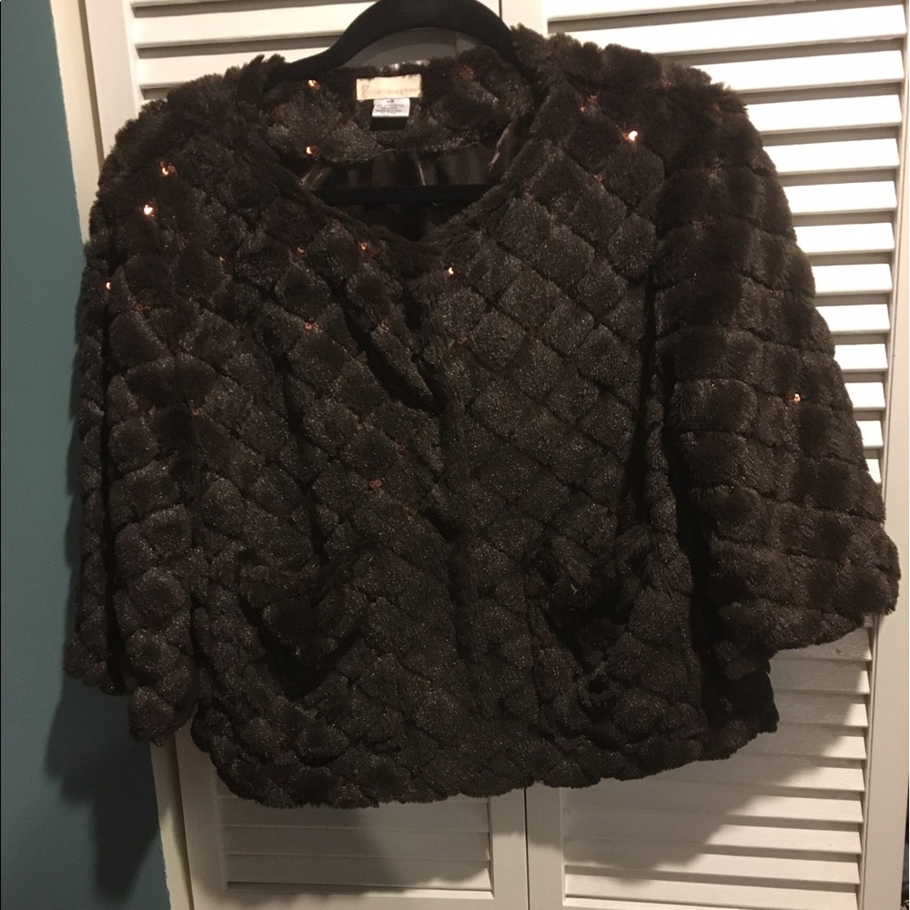 Brown fur sequin jacket