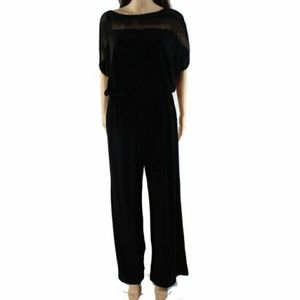 BCX NEW Black Womens Mesh Panel Jumpsuit