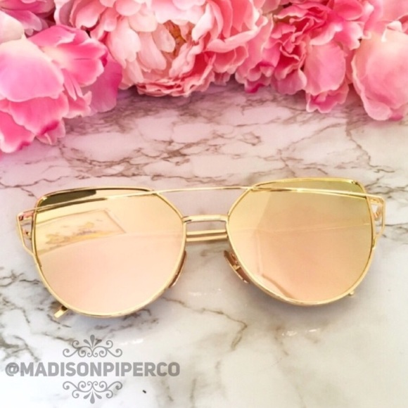❣"Ava" ll Rose Gold Cat Eye Oversized Sunglasses - Picture 2 of 6