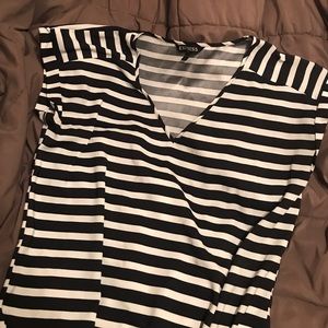 Express short sleeve striped blouse, size Large