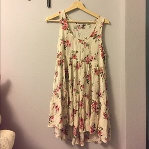 High low pink flowered babydoll dress