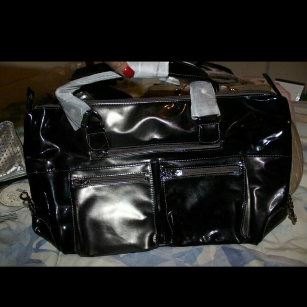 NEW Black/Gray Metallic Usher purse