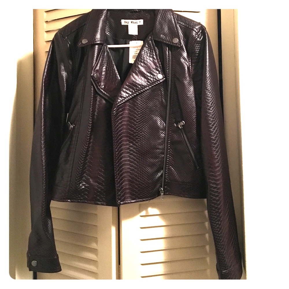 Faux Snakeskin Leather Jacket