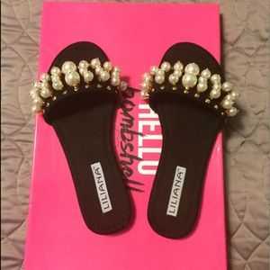 pearl studded slides