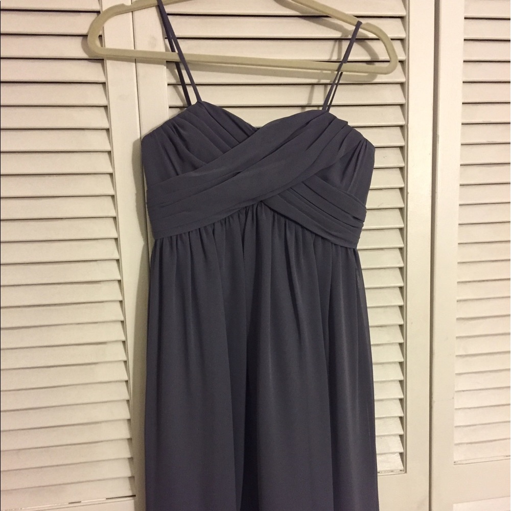 Bill Levkoff pewter bridesmaids dress