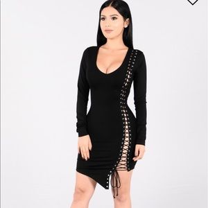 Lace up black dress