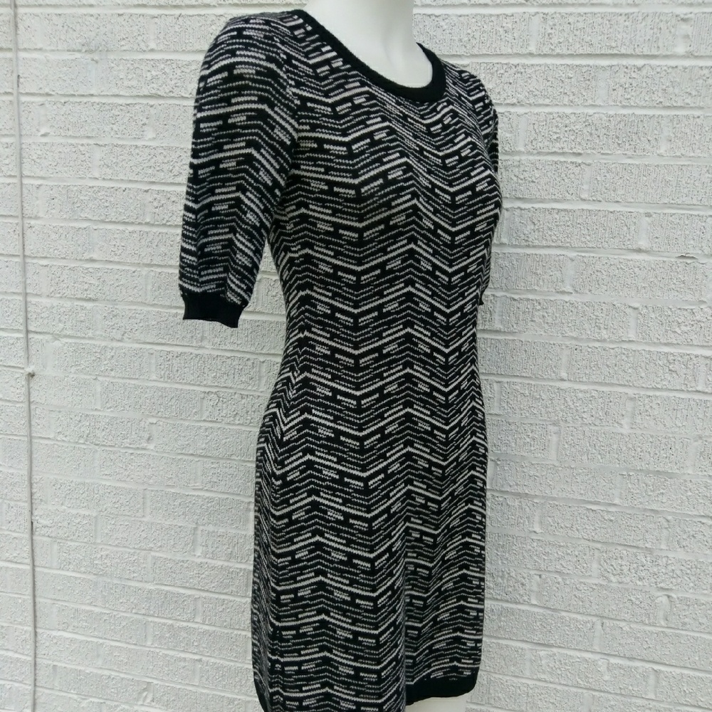 Allison  Brittany M black white knit dress