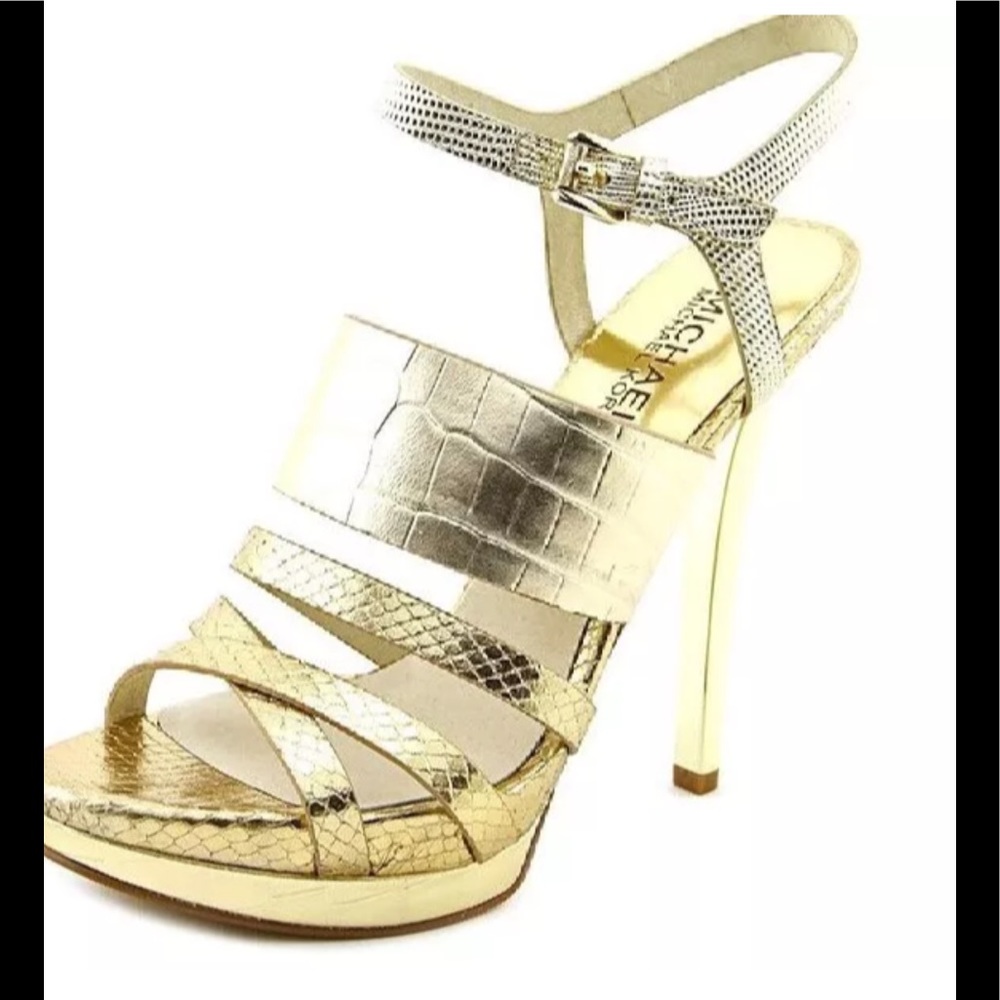 Michael Kors Nadja Metalic Gold Sandal Heel