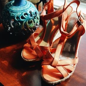 Guess Orange Espadrille Wedges