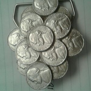 Genuine antique nickel belt buckle made in usa