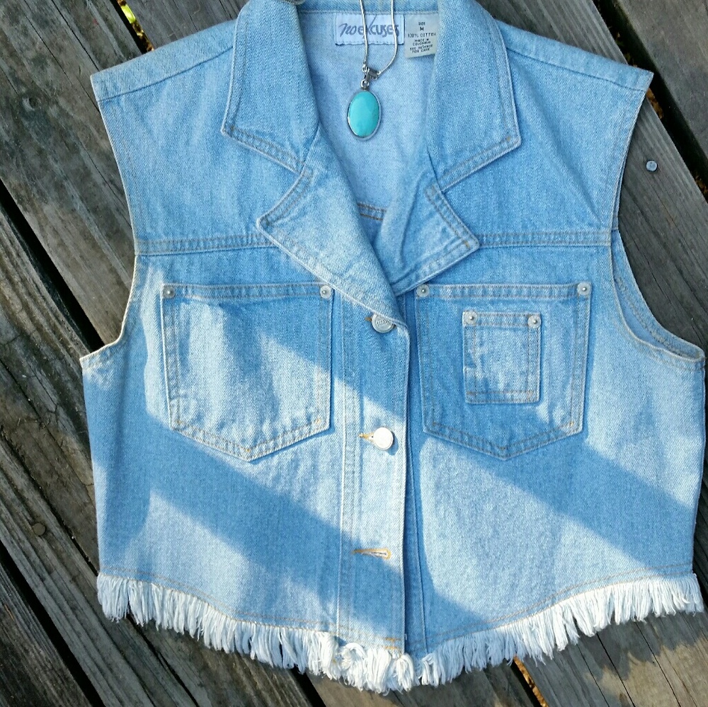 Fringed Jean Vest like new