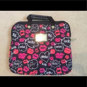 Betsey Johnson Black with Hearts Laptop Bag