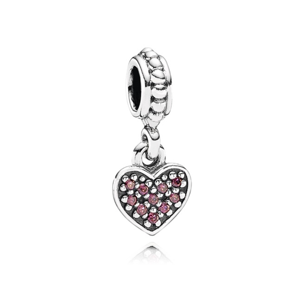 Pandora red pave heart charm