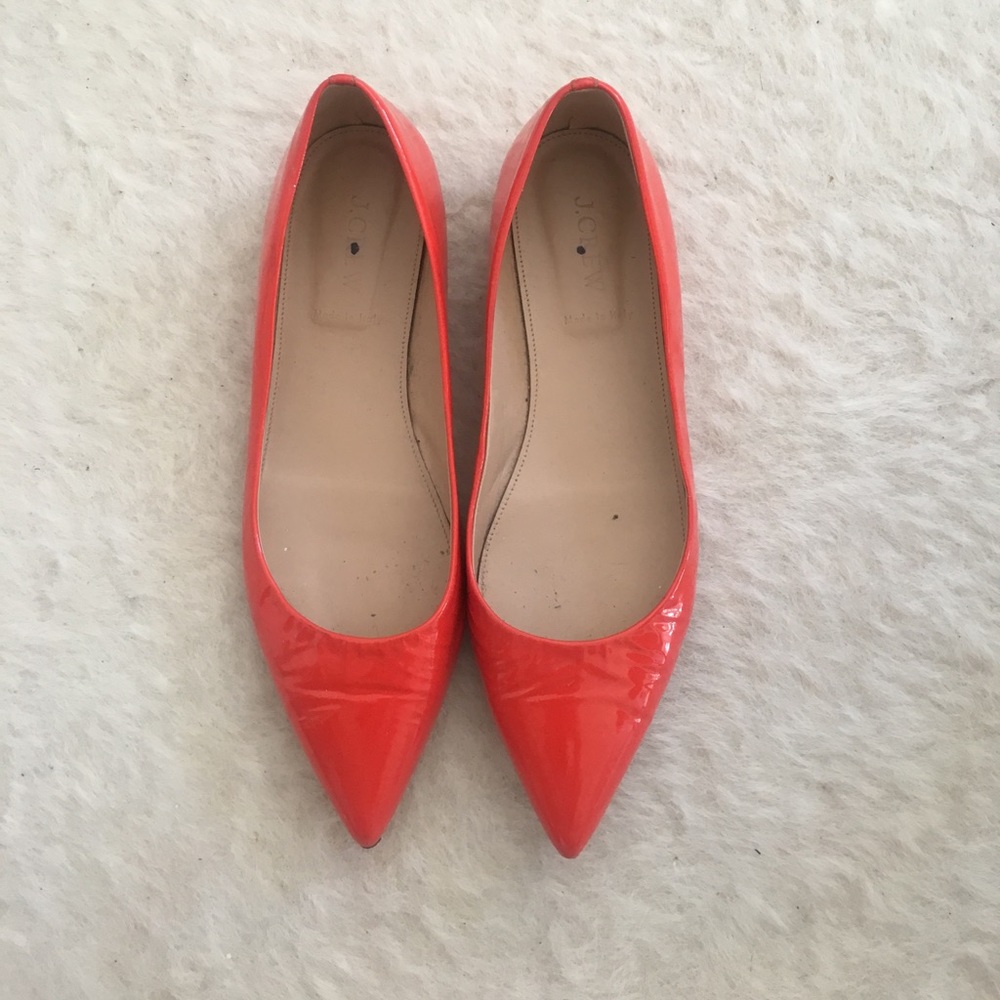 J Crew red/coral patent leather flats