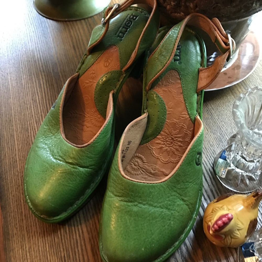 børn platform grass green pumps