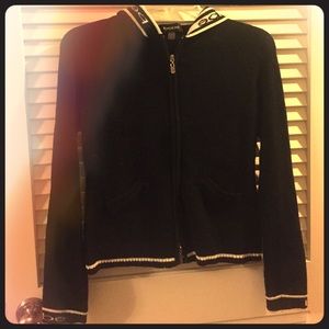 Bebe black and white zip-up hoodie sweater