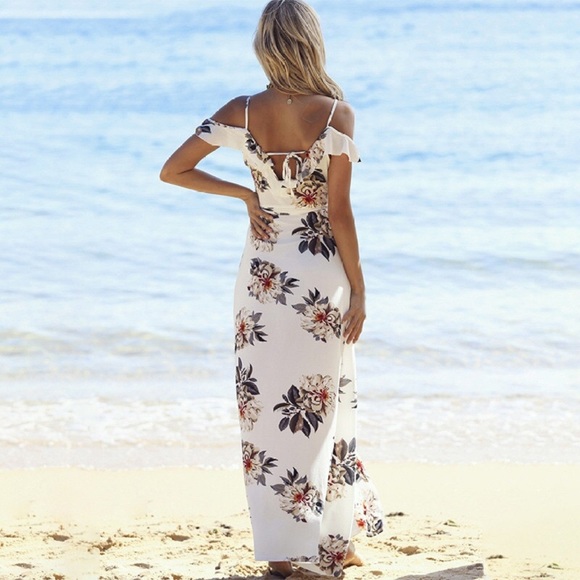Open Back Off Shoulder Floral Dress - Picture 6 of 8