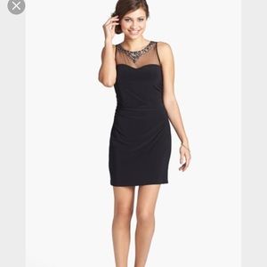 Hailey Logan Jeweled Illusion Yoke Body-Con Dress