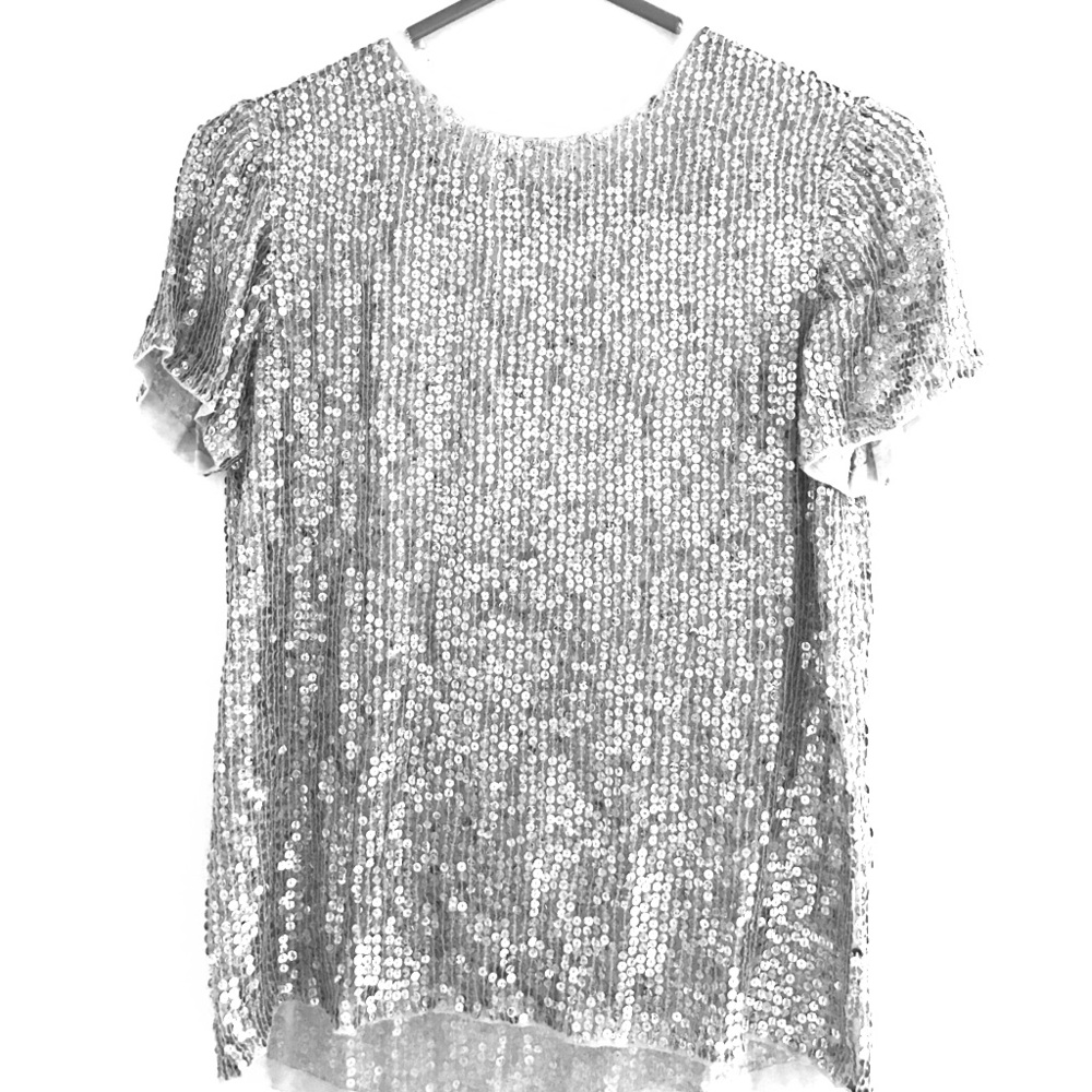 Silver sequin short sleeve