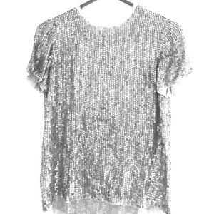 Silver sequin short sleeve