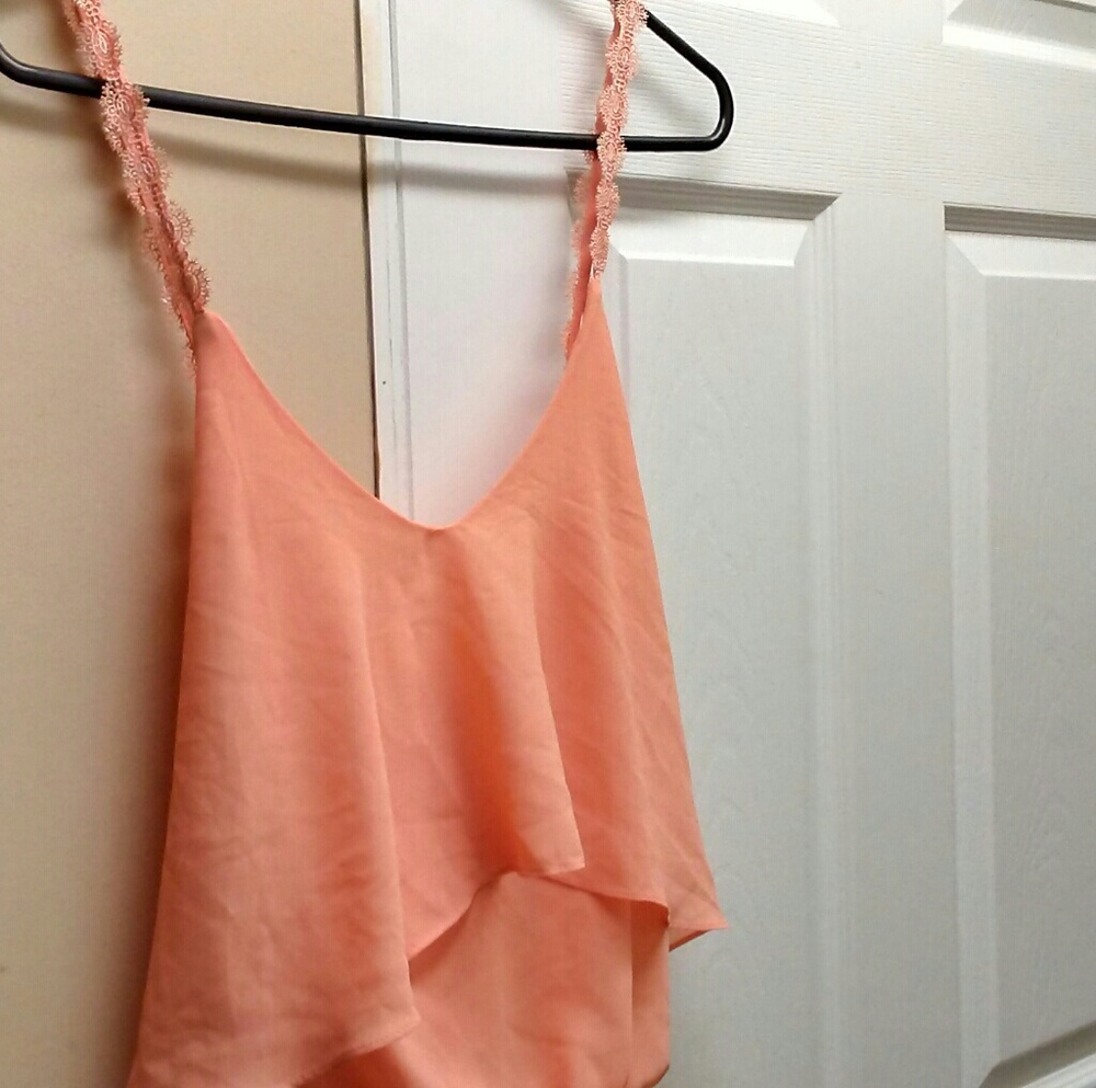NWT Peach Ruffled Crop Top
