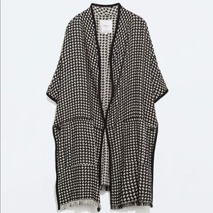 Zara Collection Houndstooth Knit Poncho