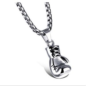 Silver plated boxing glove necklace