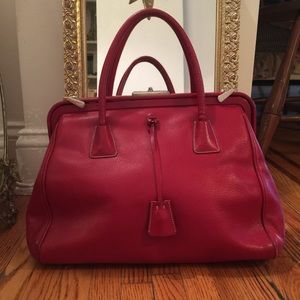 Prada Madras Cerniera Frame Doctor Red Satchel