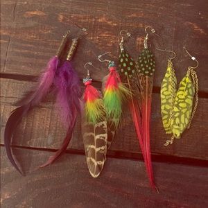 Set of 4-Feather Earrings