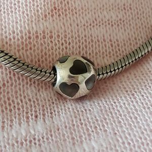 Pandora Charm Black Enamel Hearts