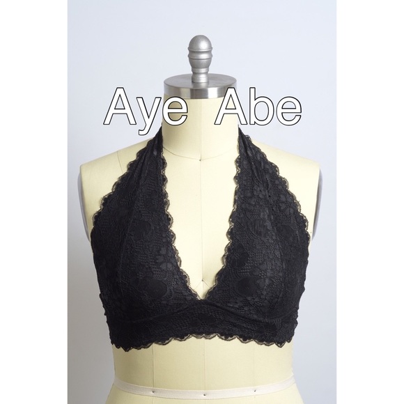 Black Bralette Lace Halter top Bra Sexy PLUS SIZE - Picture 2 of 6