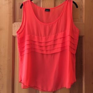 Coral ruffle tank top
