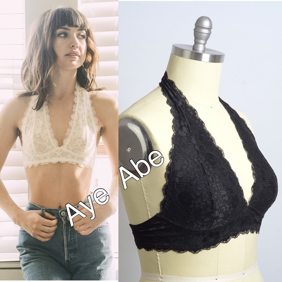 Black Lace Bralette Bra Plus Size 1X-3X 14-24 - Picture 3 of 6