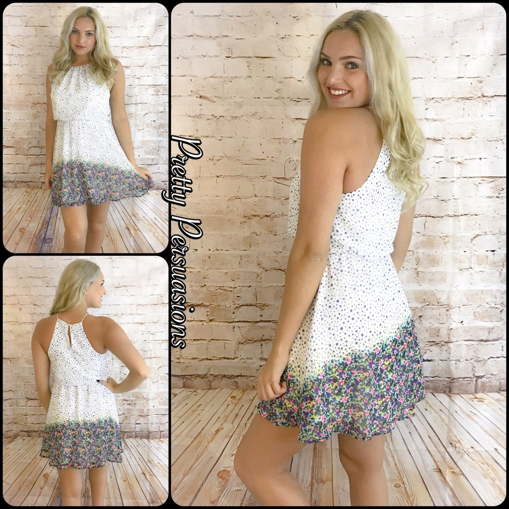 Polka Dot & Floral Border Print Dress - Picture 2 of 5