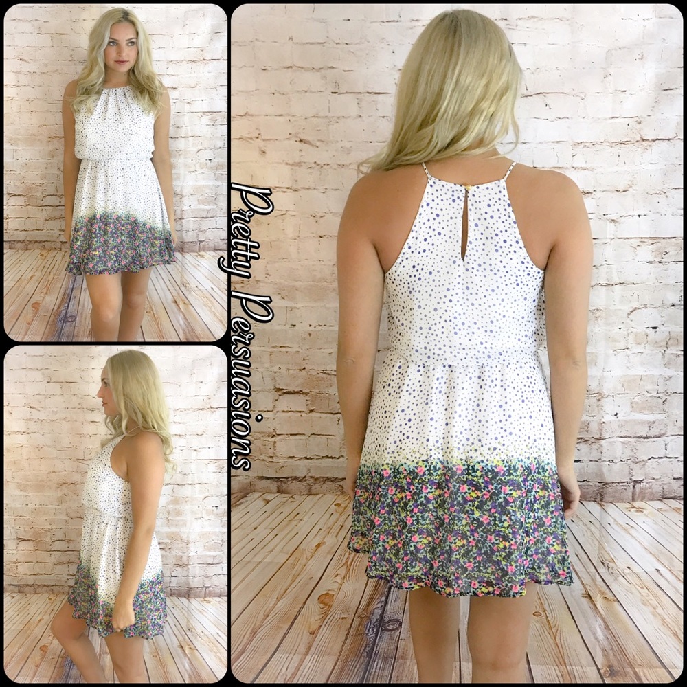 Polka Dot & Floral Border Print Dress - Picture 3 of 5