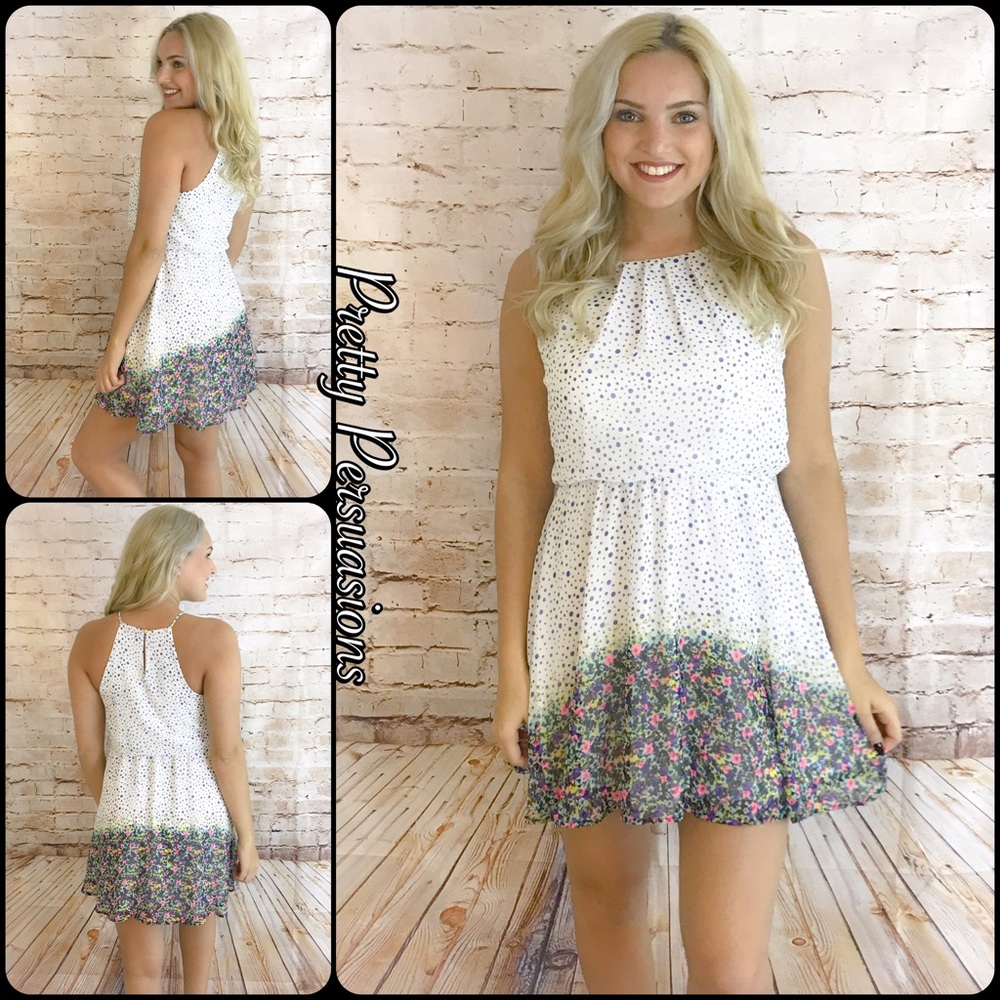 Polka Dot & Floral Border Print Dress - Picture 4 of 5