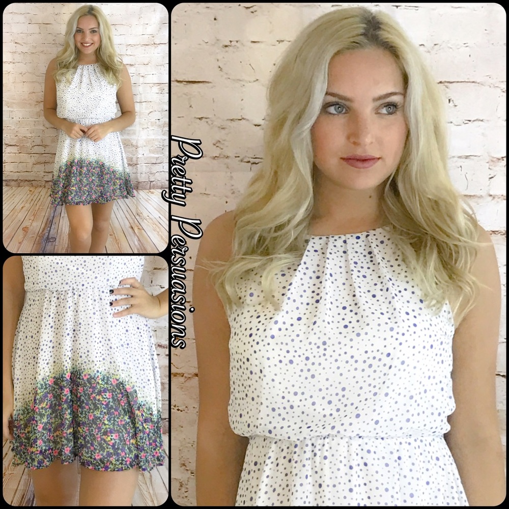 Polka Dot & Floral Border Print Dress - Picture 5 of 5