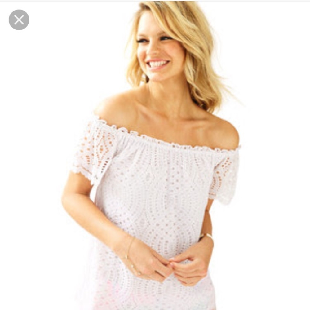 Lilly Pulitzer White Marble off the Shoulder Top