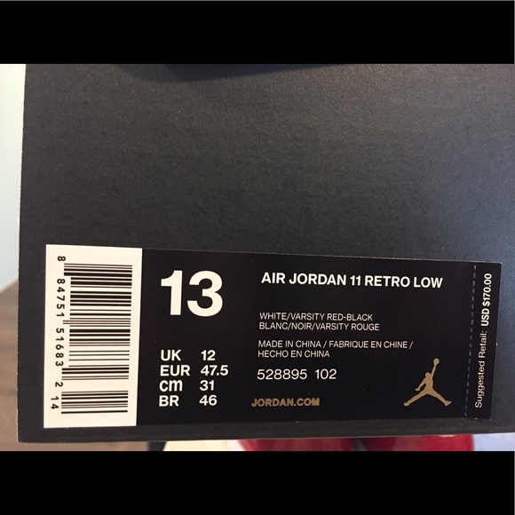 DS. Jordan Cherry 11s. Low top. Size 13. - Picture 3 of 3