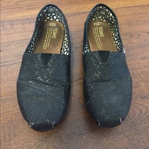 Black sparkly TOMS