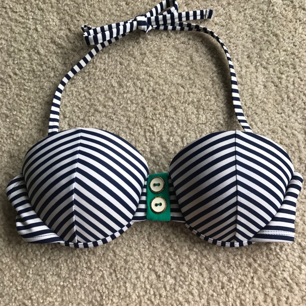 Target Navy blue and white striped bikini top