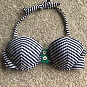 Target Navy blue and white striped bikini top