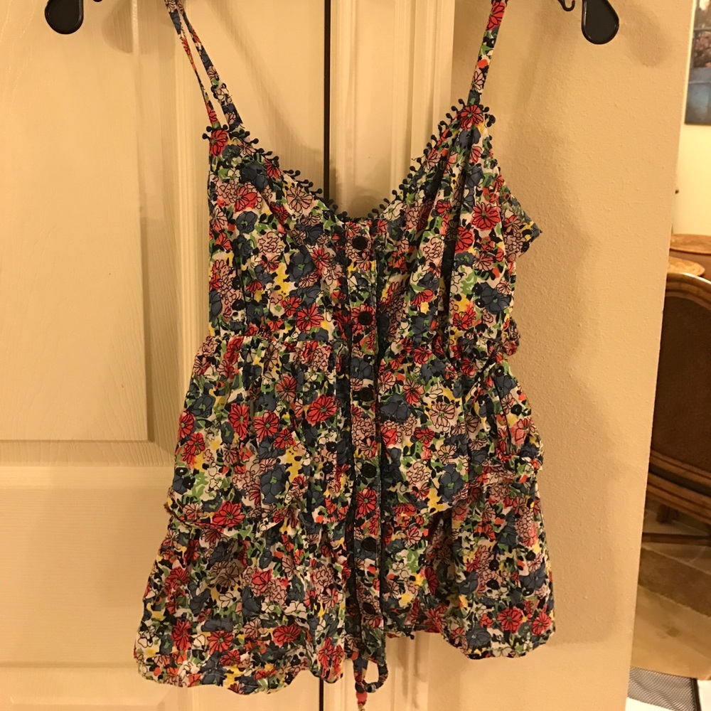 Anthropologie floral ruffled top