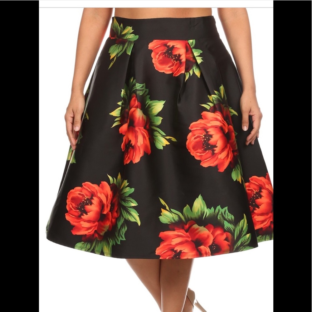 Floral print skater skirt