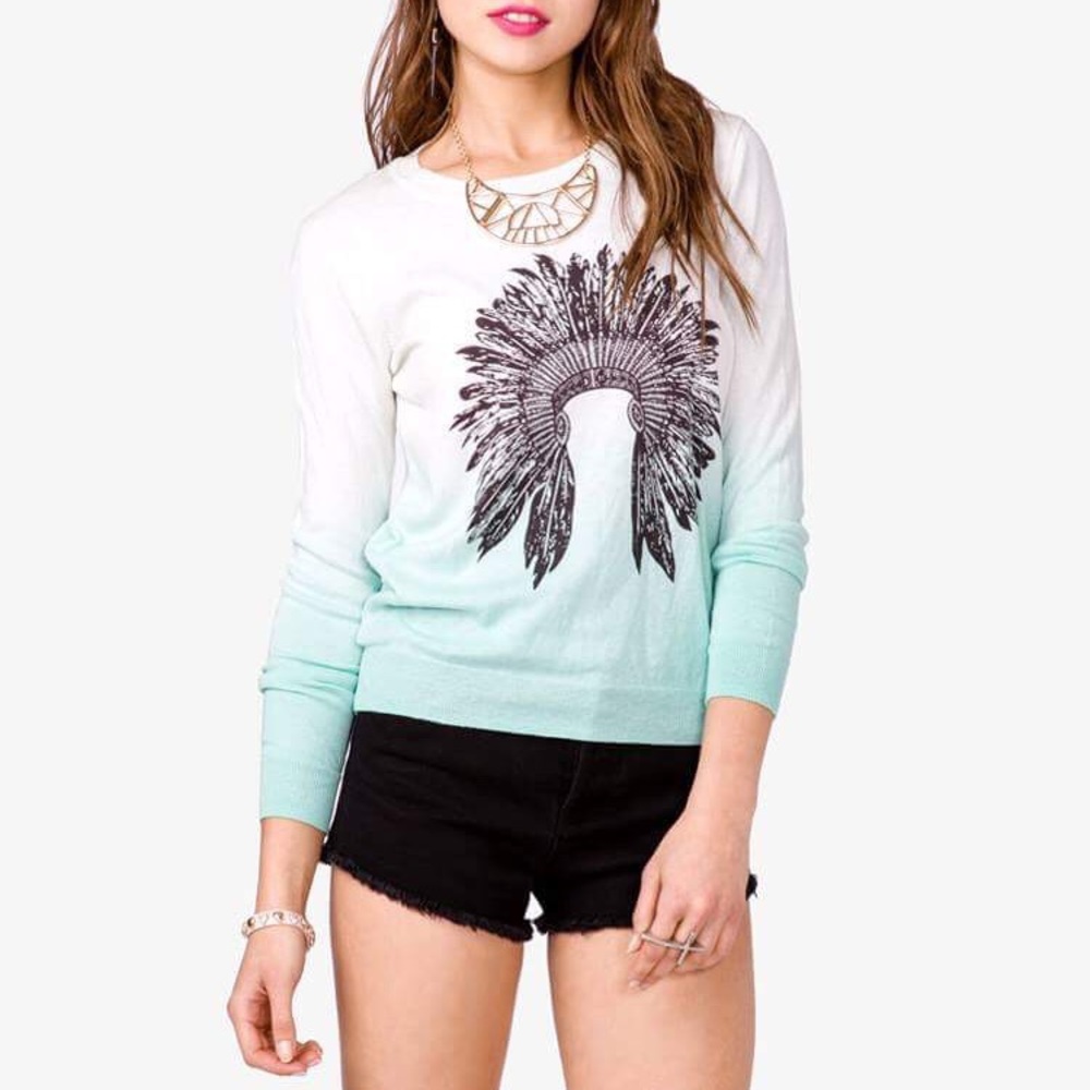 Forever 21 Blue Ombré Tribal Sweater