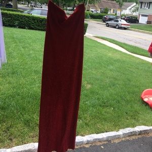 Red strapless dress