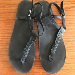 Rainbow Braided T Strap Sandals