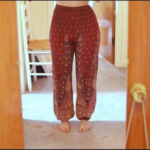Pink Peacock Design Harem Pants